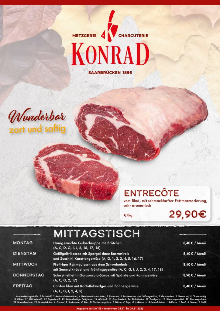 Konrad_Metzgerei Titelangebot KW48 Entrecote. Wunderbar saftig